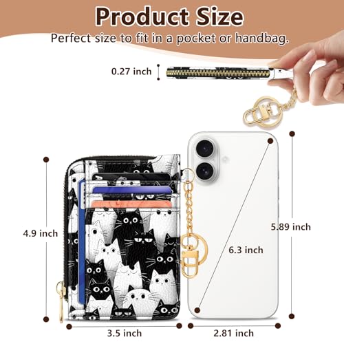 GIANCOMICS Slim Wallet Women, Credit Card Holder, Small Rfid Cats Case - color: Cats