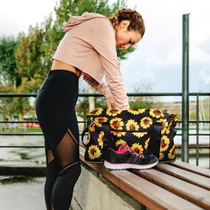Capolo Expandable Travel Duffle Bag Weekender Overnight Bags for Women Men - color: Sunflower, size: X-Large