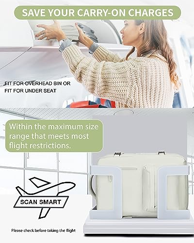WONHOX Large Travel Laptop Backpack Expandable Flight Approved Backpack Carry on Backpack for Women Men Waterproof 17inch Laptop Daypack Hiking Work Backpack with Shoe Compartment Moon White - color: A11-off-white