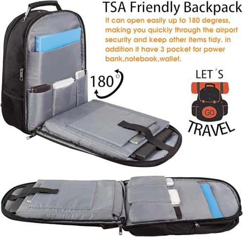 LTINVECK Travel Laptop Backpack,Extra Large Backpack for Men,Big 17 Inch Computer bag Tech Backpack - color: Black
