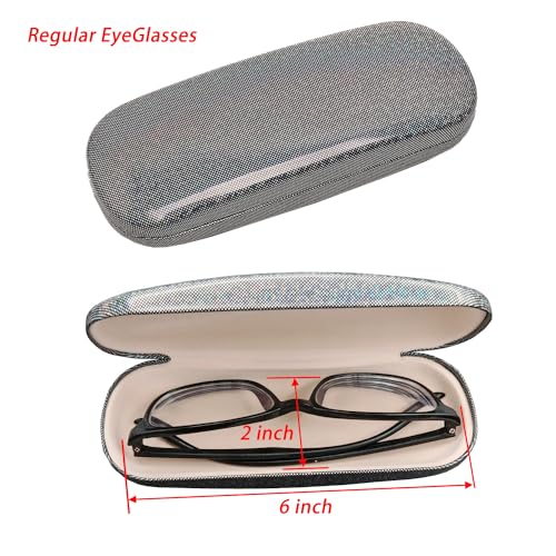 ABAJI Eyeglasses Case Kids Students Reading Glasses Organizer Hard Shell Lint Lining Snap Close Men Women Boys Girls - color: Blue Shiny