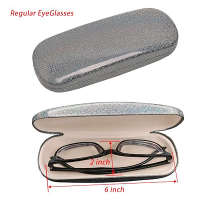 ABAJI Eyeglasses Case Kids Students Reading Glasses Organizer Hard Shell Lint Lining Snap Close Men Women Boys Girls - color: Blue Shiny