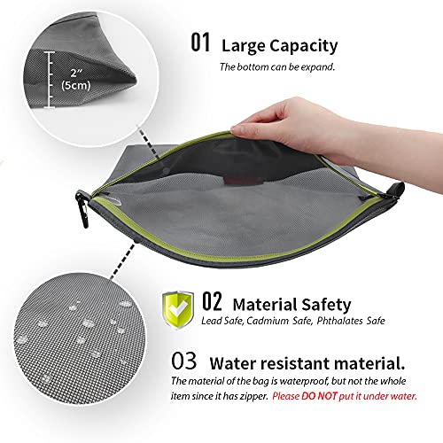 pack all 3 Pcs Water-Resistant Zipper Pouch, Mesh Zipper Bag - color: Grey, size: Set