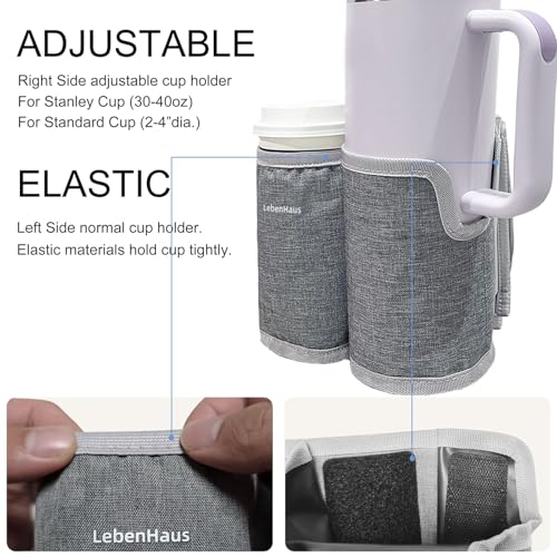 2 in 1 Luggage Cup Holder for Suitcase Airplane Drink Carrier Travel Gray - color: gray