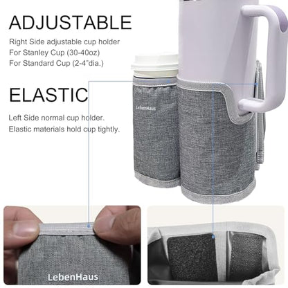 2 in 1 Luggage Cup Holder for Suitcase Airplane Drink Carrier Travel Gray - color: gray