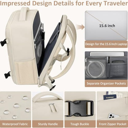 Tenot Travel Backpack for Women 15.6 Inch, Large - color: Beige, size: X-Large-17 Inch