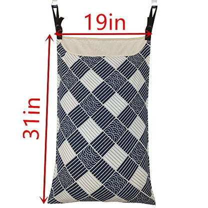 Adjustable Space Saving Over the Door Hanging Laundry Hamper Bag with Wide Open Top and Free Hanging Hooks for Dorm