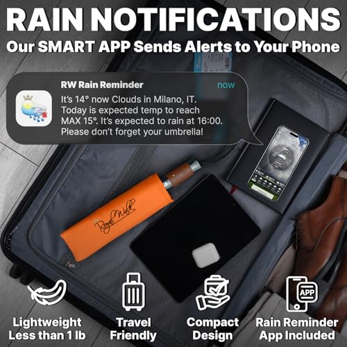 Royal Walk Compact Travel Umbrella for Rain, Windproof, Small & Portable - color: Orange