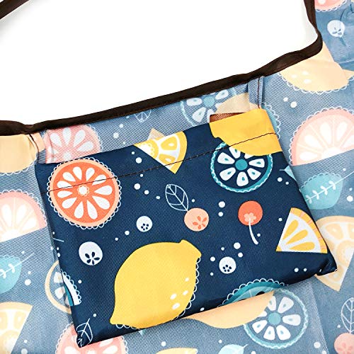 allydrew Large Foldable Tote Nylon Reusable Grocery Bags, Citrus - color: Citrus