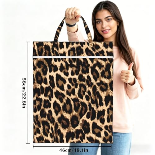 "cheetah skin Leopard print 2-Pack Travel Laundry Bags for Dirty Clothes- Large Waterproof Laundry Tote, Wet & Dry Use, Reusable Foldable Carry Handles for Vacation, Gym & Dorm" - color: Cheetah Skin Leopard Print