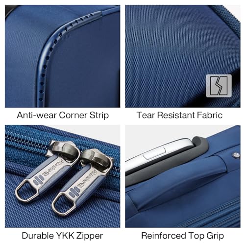 Hanke Medium Checked Luggage, 24 Inch Suitcase with Garment Compartment - color: Blue, size: 24 Inch Checked in