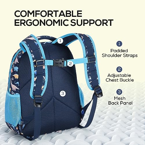 mommore 2-in-1 Kids Backpack for Boys Girls 4-8 with Insulated Lunch Pocket - color: Dinosaur