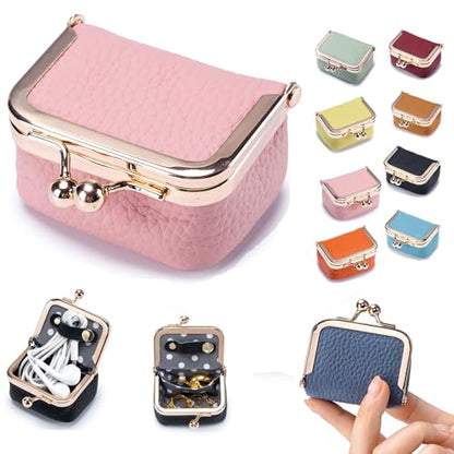 Genuine Leather Mini Jewelry Box for Women, Portable Travel Jewelry Case - color: Pink - 2.5in