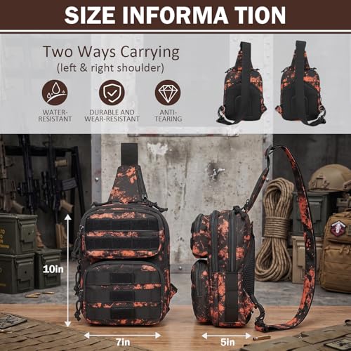 Tactical Sling Bag Backpack, RFID Blocking Crossbody Shoulder Bag for Men - color: Flame Orange