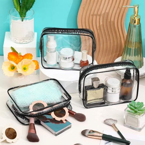 Sanwuta 100 Pcs Clear Makeup Bags Bulk, Toiletry Bag,Black - color: Black