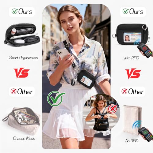 CYSIYU Small Crossbody Bag with Phone Lanyard and Wrist Strap Mini Checkered 4.5x6.5 Purse with RFID Clip and Go for Travel - color: Hot Pink Checkered, size: Mini