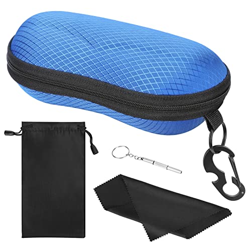 MoKo Semi Hard Shell Sunglasses Case, Unisex Protective Eyeglass Case Glasses Case Holder with Metal Hanging Hook - color: 블루-에바, size: 1개입