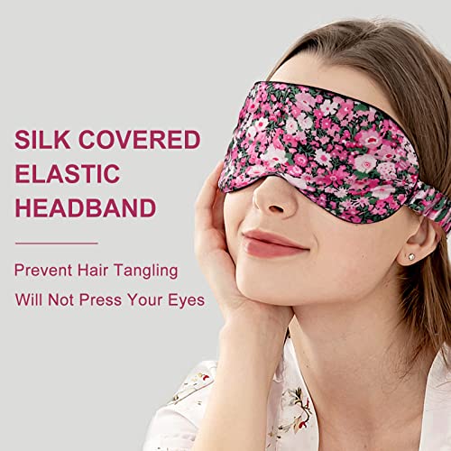 OLESILK 100% Mulberry Silk Sleep Mask for Women - Zero-Pressure Blackout - color: Pattern 2