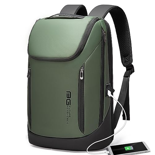 BANGE 비즈니스 스마트 백팩 방수 핏 15.6인치 노트북 백팩, USB 충전 포트 포함, 여행용 내구성 있는 백팩 - color: 초록색.