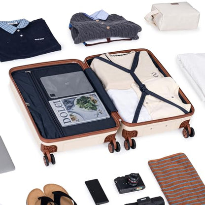 Carry on Luggage Sets 22x14x9 Airline Approved (White, 20"/DB/TB) - color: Beige, size: 3 Piece Sets (20/DB/TB)