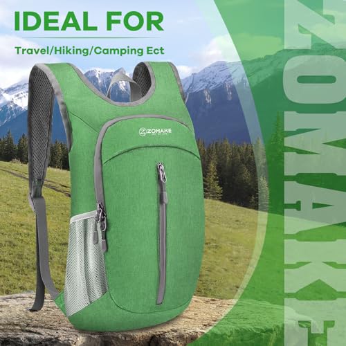 ZOMAKE Lightweight Packable Backpack, 10L Small Foldable Daypack for Hiking - color: Dark Green A1, size: 10L