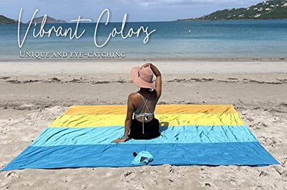 BINDLE Eco-Beach Blanket 10'x9' Extra Large, Recycled Lightweight Material, Sand Free Water Resistant Sandproof, Oversized Portable Picnic Mat for Outdoors Camping Travel, Beach Vibes