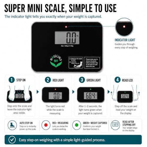 600 Super Mini Travel Bathroom Scale with Sleeve, Black - color: Black