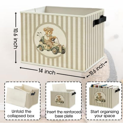 Golf Bear Boys Nursery Storage Bin Basket with Handles - color: Color31
