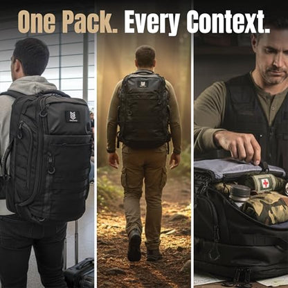 CARGO 48L Travel Backpack for Men, Structured Frame Holds Its Shape Loaded, 13 Zippered Compartments, Dual 17 Inch Laptop and Monitor Bays, Clamshell 3 Day Pack, 5.2 lb Empty