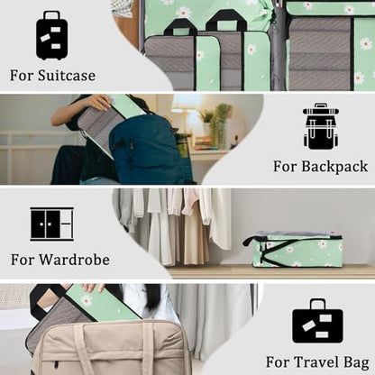 U+U 6 Set Compression Packing Cubes, Travel Organizers (Daisy) - color: Daisy, size: 6 Set