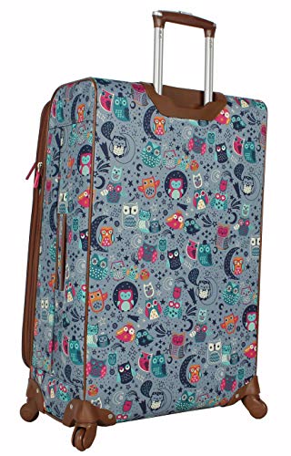 Lily Bloom Design Pattern 28" Luggage Softside Expandable With Double Spinner Wheels, Large Lightweight Suitcase Checked Bag For Women - color: Night Owl