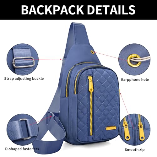 Aisijimo Small Sling Bag For Women Men Casual Crossbody Sling Backpack - color: 801-blue-2