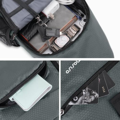 MOSISO Crossbody Sling Bag for Men, Sling Backpack Travel Hiking Daypack - color: Grey