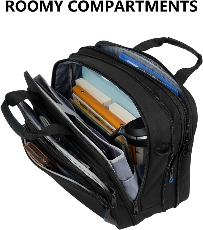 KROSER 15.6 Inch Laptop Briefcase Computer Bag, Messenger Shoulder Bag - color: Black/Blue, size: 15.6 INCH