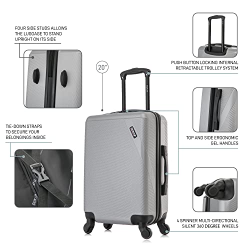 DUKAP DISCOVERY 20-Inch Carry-On Hardside Spinner Luggage Lightweight Bag - color: Silver, size: 20 Inch