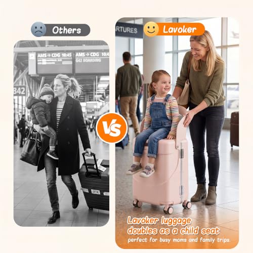 20" Ride-On Suitcase with Seat for Kids & Adults - color: Pink