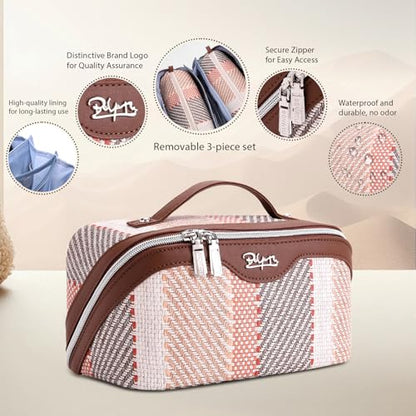BOYATU Makeup Bag, Makeup Organizer, Toiletry Travel Bag for Women - Coffee - color: C-5-Coffee