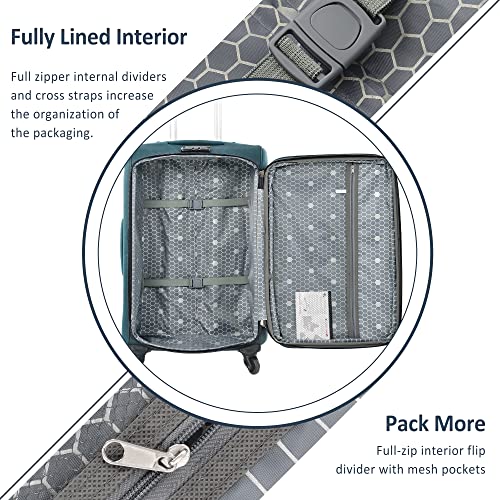 GDFStudio 3 Piece Softside Luggage Set Expandable Spinner Suitcases with TSA Lock,Lightweight Travel Luggage Set 22/26/30 Inch Upright Rolling Suitcases with Wheels, Durable Polyester Carry On, Green - color: Green(22/26/30inch), size: 22/26/30In