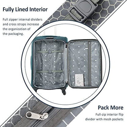 GDFStudio 3 Piece Softside Luggage Set Expandable Spinner Suitcases with TSA Lock,Lightweight Travel Luggage Set 22/26/30 Inch Upright Rolling Suitcases with Wheels, Durable Polyester Carry On, Green - color: Green(22/26/30inch), size: 22/26/30In
