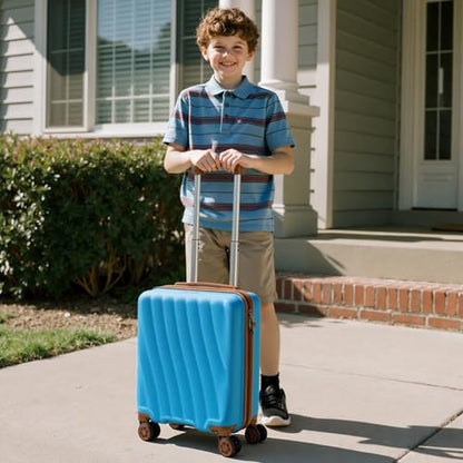 Eeeza Luggage Sets 6 Piece Suitcases (SkyBlue, 16"/20"/24"/28/DB/TB) - color: Sky Blue, size: 6 Piece Sets (16/20/24/28/DB/TB)
