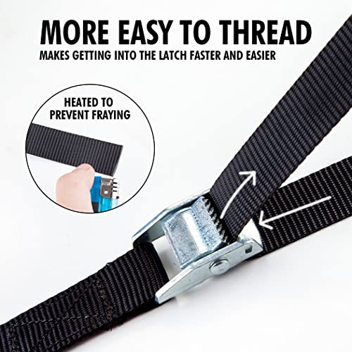 Cartman 1 in x 12 ft Lashing Straps, 16 Pack, 600 lb Break Strength, Black - color: Black, size: 16 PK
