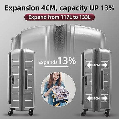 Kaleenie 2 PCS 20/29 Luggage Sets, 20” Cabin Luggage 29” Side Open Suitcase - color: Dark Gray, size: 20/29 Set