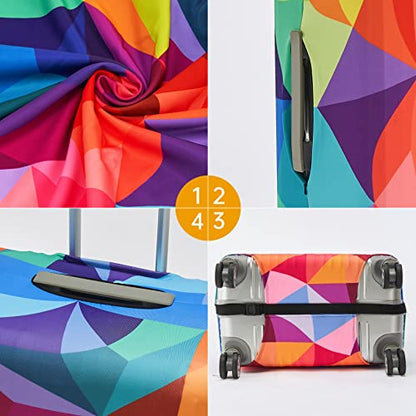 Travelkin 여행 가방 Tsa 승인 여행 가방 커버 프로텍터, 다채로운 기하학, 여행 - color: 다채로운 기하학, size: XL(29-32inch suitcase)