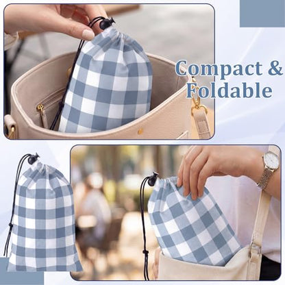 HunnmingRe Gingham Pocket Picnic Blanket Lightweight Portable, Dust Blue - color: Dust Blue, style: Gingham