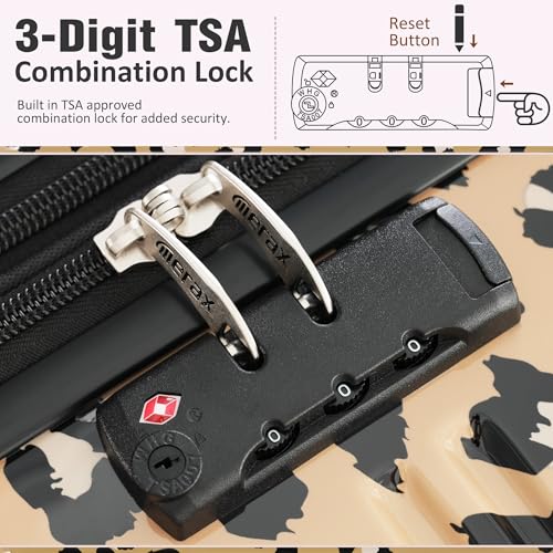 Merax Luggage Sets 3 Piece,Hardside Expandable Suitcase Set 20+24+28 IN - color: Leopard Brown, style: 3-piece Set(20/24/28)