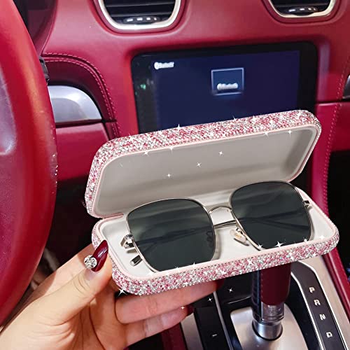Sparkly Rhinestone Eyeglasses Case Bling Diamond Hard Shell Eyeglasses Protective Cases for Sunglasses - color: Pink