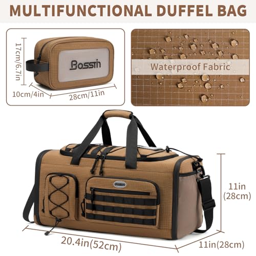BOSSTIN Gym Bag for Men & Women, 45L-50L Expandable Sports Duffle Bag - color: Camel Checkered