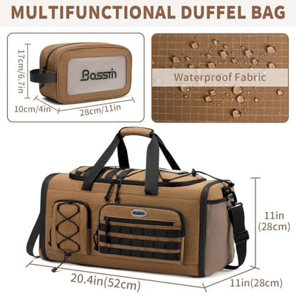 BOSSTIN Gym Bag for Men & Women, 45L-50L Expandable Sports Duffle Bag - color: Camel Checkered