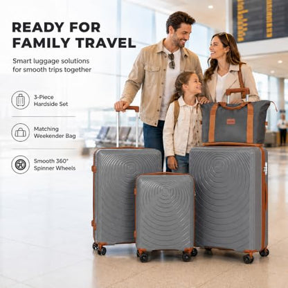 CONCEPTEN Luggage Sets 5 Piece,PP Suitcase Set with Spinner Wheels,TSA Lock - color: Grey, size: 5 Piece Sets (21/25/29/Db/Tb)