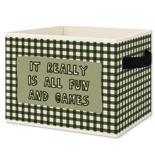 Green Gingham Kids Playroom Storage Bins Box Collapsible Basket - color: Color09